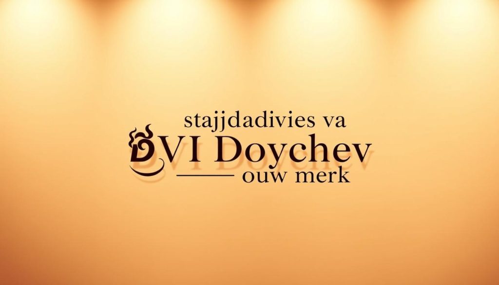A stylish and minimalist brand design, featuring a chic logo or graphic element in the foreground, set against a warm, neutral background with elegant typography highlighting the section title "Stijladvies van DVI Doychev voor jouw merk". The lighting is soft and diffused, creating a sophisticated, editorial feel. The composition is balanced and visually appealing, drawing the viewer's attention to the key branding elements. The overall atmosphere conveys a sense of refined elegance and professional expertise, reflecting the subject matter of the article.