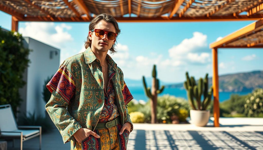 A stylish individual, DVI Doychev, showcases their summer 2022 fashion expertise in a warm, sun-drenched setting. The foreground features Doychev's meticulously curated outfit, with vibrant colors, intricate patterns, and a relaxed, effortless silhouette. The middle ground captures Doychev posing confidently, radiating an air of sophistication and trend-setting flair. The background depicts a picturesque summer scene, with lush greenery, a cloudless azure sky, and a chic, minimalist setting that complements the fashion focus. The overall composition is captured through a shallow depth of field, creating a polished, editorial-style image that showcases Doychev's impeccable summer styling prowess.